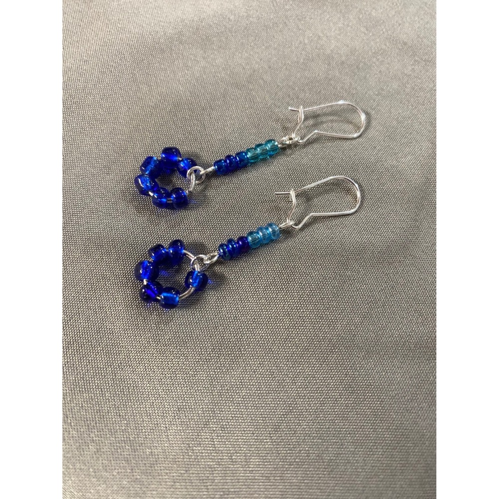 Handmade Women's Light and Dark Blue Long‎ Earrings